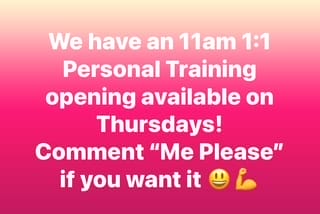 Personal Training Opening Available: Thursdays at 11am 1 IMG 1335 1